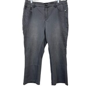 Susan Graver Gray‎ Studded Bootcut Jeans Plus Size 18W Repreve Stretch Denim